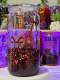 🎀Red Bow & Hearts Glitter Cup
