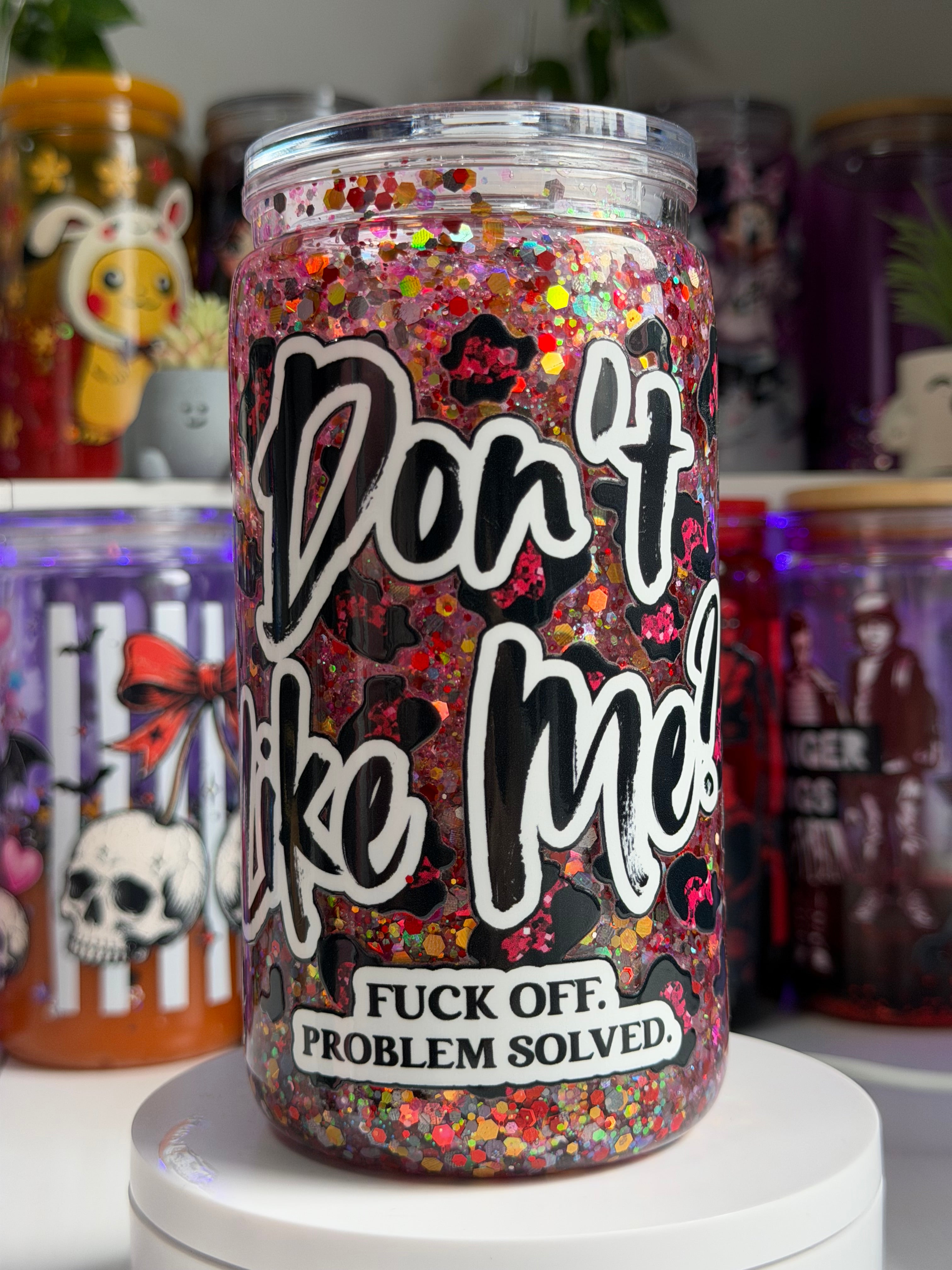 💕”Don’t Care” Slow-Fall Glitter Cup-16oz