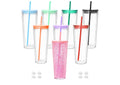 24 oz Acrylic Snowglobe tumbler, Colorful lid
