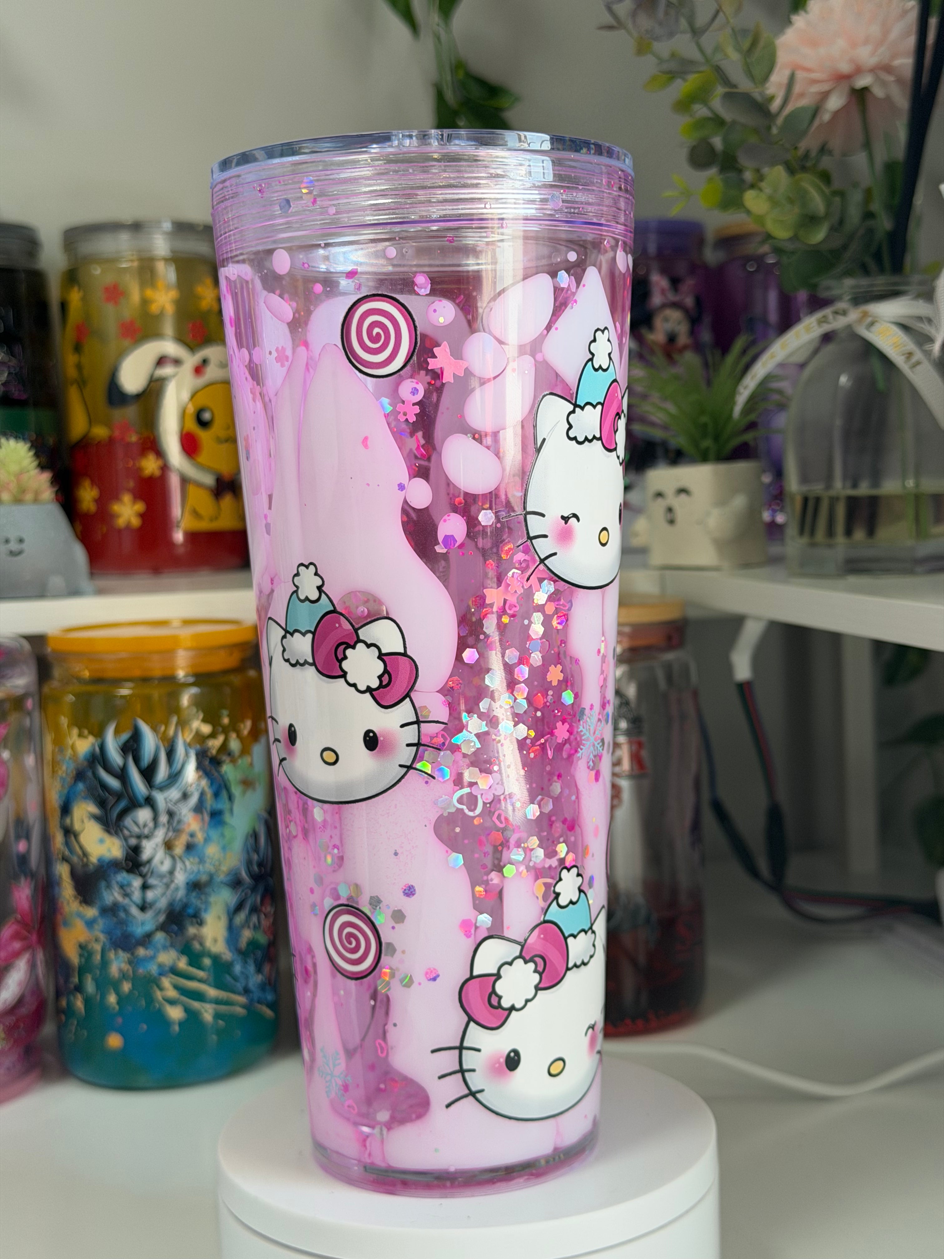 Pink & White Hello Kitty Tumbler-24oz